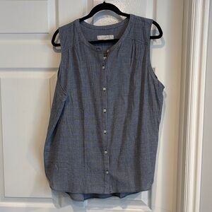 LOFT Chambray Button Down Sleeveless Top